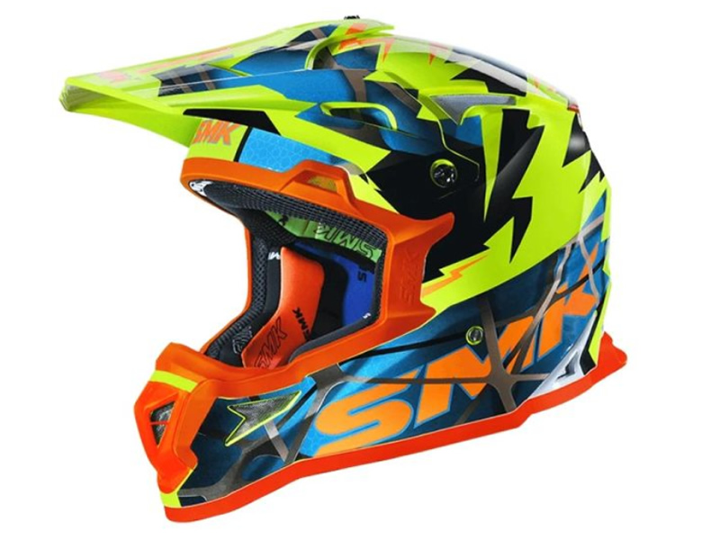 Casca offroad cross enduro SMK Allterra Fulmine albastru/portocaliu/galben - omologare noua ECE 22.06 Casca offroad cross enduro SMK Allterra Fulmine albastru/portocaliu/galben - omologare noua ECE 22.06