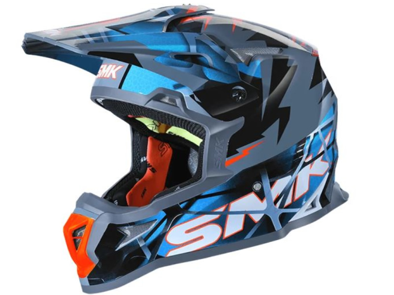 Casca offroad cross enduro SMK Allterra Fulmine albastru/gri - omologare noua ECE 22.06 Casca offroad cross enduro SMK Allterra Fulmine albastru/gri - omologare noua ECE 22.06