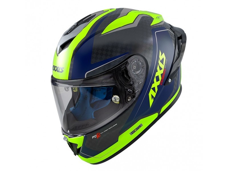 Casca integrala Axxis model Cobra Rage A3 galben fluor lucios carbon - 100% carbon
