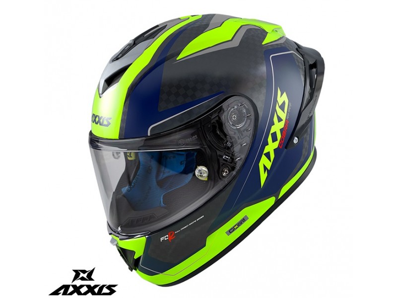 Casca integrala Axxis model Cobra Rage A3 galben fluor lucios carbon - 100% carbon Casca integrala Axxis model Cobra Rage A3 galben fluor lucios carbon - 100% carbon