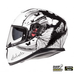 Casca integrala motociclete MT Thunder III SV Vlinder A1 negru/alb perlat lucios (ochelari soare integrati)