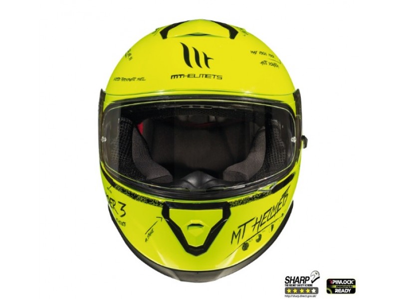 Casca integrala motociclete MT Thunder III SV Board A0 galben fluor lucios (ochelari soare integrati)
