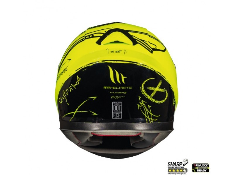Casca integrala motociclete MT Thunder III SV Board A0 galben fluor lucios (ochelari soare integrati)