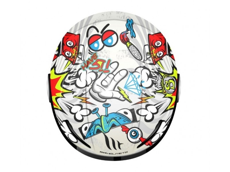 Casca open face motociclete MT Urban Kids Street art alb/galben fluor/rosu lucios - de copii Casca open face motociclete MT Urban Kids Street art alb/galben fluor/rosu lucios - de copii