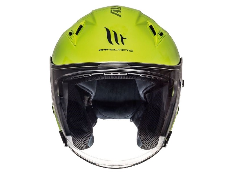 Casca open face motociclete MT Avenue SV galben fluor lucios (ochelari soare integrati)