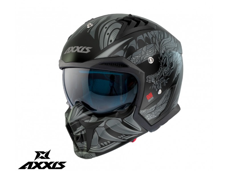 Casca Axxis model Hunter SV ONI B2 gri mat mat (ochelari soare integrati) - masca (protectie) barbie si cozoroc detasabile Casca Axxis model Hunter SV ONI B2 gri mat mat (ochelari soare integrati) - masca (protectie) barbie si cozoroc detasabile