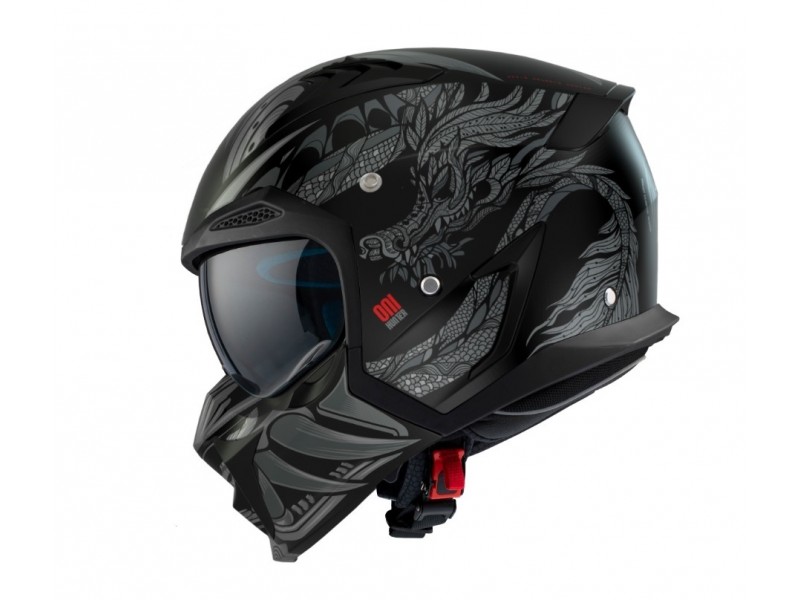 Casca Axxis model Hunter SV ONI B2 gri mat mat (ochelari soare integrati) - masca (protectie) barbie si cozoroc detasabile