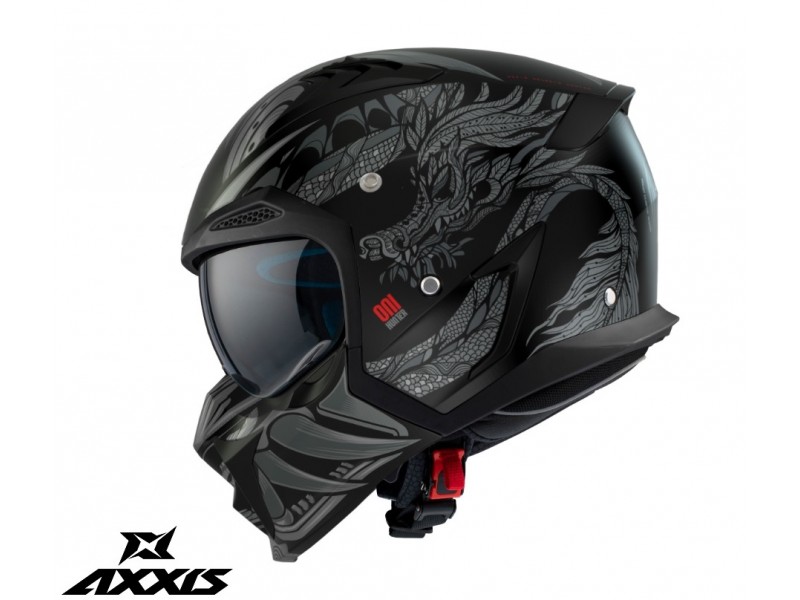 Casca Axxis model Hunter SV ONI B2 gri mat mat (ochelari soare integrati) - masca (protectie) barbie si cozoroc detasabile Casca Axxis model Hunter SV ONI B2 gri mat mat (ochelari soare integrati) - masca (protectie) barbie si cozoroc detasabile