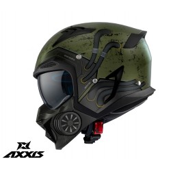 Casca Axxis model Hunter SV Toxic C6 verde mat mat (ochelari soare integrati) - masca (protectie) barbie si cozoroc detasabile Casca Axxis model Hunter SV Toxic C6 verde mat mat (ochelari soare integrati) - masca (protectie) barbie si cozoroc detasabile