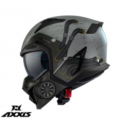 Casca Axxis model Hunter SV Toxic C2 gri mat mat (ochelari soare integrati) - masca (protectie) barbie si cozoroc detasabile Casca Axxis model Hunter SV Toxic C2 gri mat mat (ochelari soare integrati) - masca (protectie) barbie si cozoroc detasabile