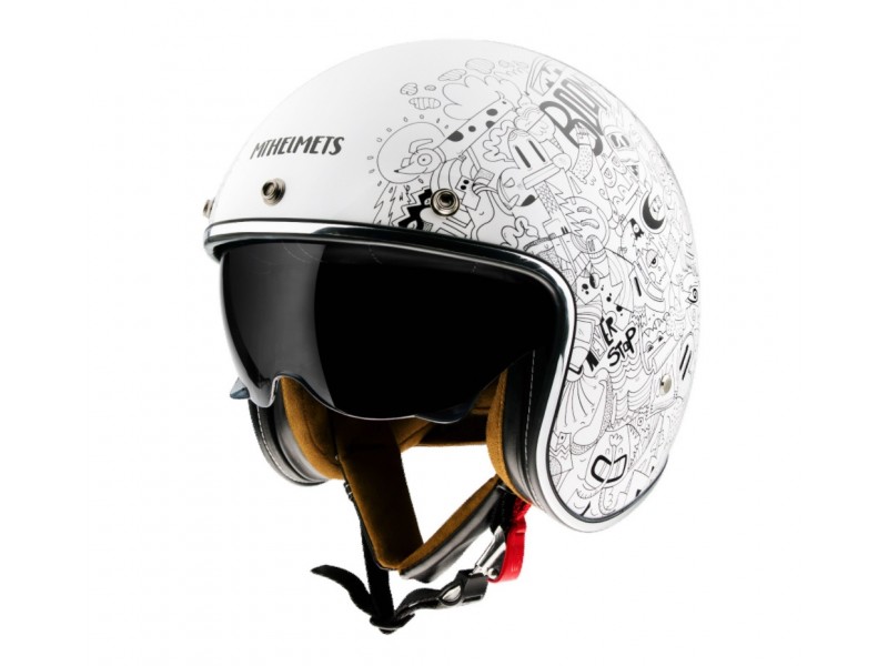 Casca open face MT Le Mans 2 SV Extreme A0 alb lucios (ochelari soare integrati)