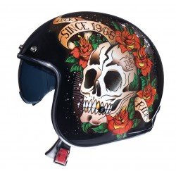 Casca open face motociclete MT Le Mans 2 SV Skull & Rose A1 negru/rosu lucios (ochelari soare integrati) Casca open face motociclete MT Le Mans 2 SV Skull & Rose A1 negru/rosu lucios (ochelari soare integrati)