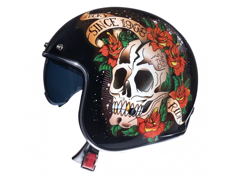 Casca open face motociclete MT Le Mans 2 SV Skull & Rose A1 negru/rosu lucios (ochelari soare integrati) Casca open face motociclete MT Le Mans 2 SV Skull & Rose A1 negru/rosu lucios (ochelari soare integrati)