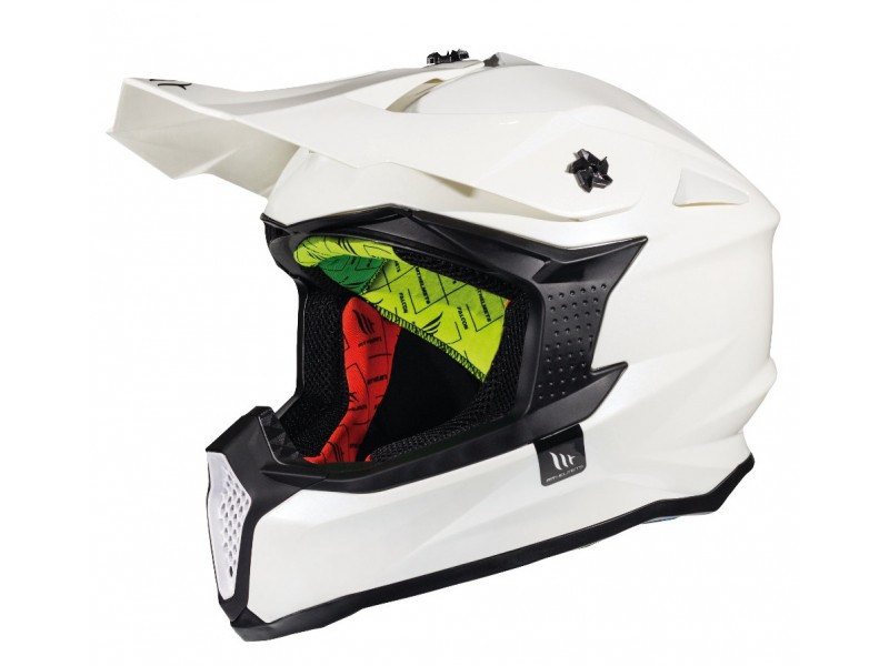 Casca off road MT Falcon solid A0 alb lucios