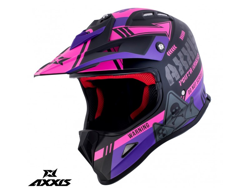 Casca off road Axxis model MX-Kids Wolverine B8 roz mat - de copii Casca off road Axxis model MX-Kids Wolverine B8 roz mat - de copii