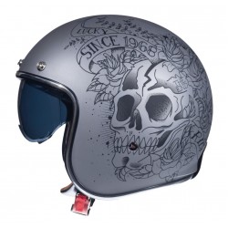 Casca open face motociclete MT Le Mans 2 SV Skull & Rose A2 negru/gri mat (ochelari soare integrati) Casca open face motociclete MT Le Mans 2 SV Skull & Rose A2 negru/gri mat (ochelari soare integrati)