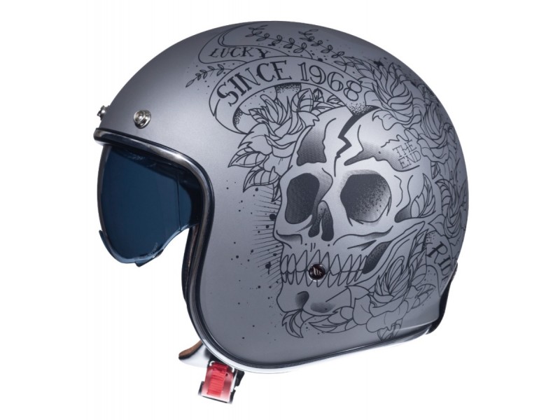 Casca open face motociclete MT Le Mans 2 SV Skull & Rose A2 negru/gri mat (ochelari soare integrati)