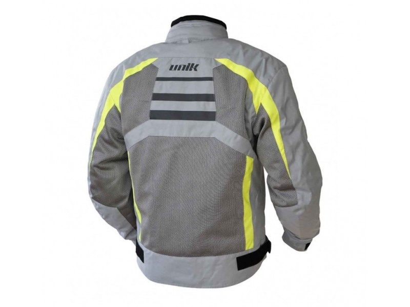 Geaca (jacheta) motociclete barbati Touring Unik Racing model VZ-08 culoare: gri/verde fluor Geaca (jacheta) motociclete barbati Touring Unik Racing model VZ-08 culoare: gri/verde fluor