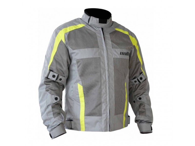 Geaca (jacheta) motociclete barbati Touring Unik Racing model VZ-08 culoare: gri/verde fluor Geaca (jacheta) motociclete barbati Touring Unik Racing model VZ-08 culoare: gri/verde fluor
