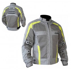 Geaca (jacheta) motociclete barbati Touring Unik Racing model VZ-08 culoare: gri/verde fluor Geaca (jacheta) motociclete barbati Touring Unik Racing model VZ-08 culoare: gri/verde fluor