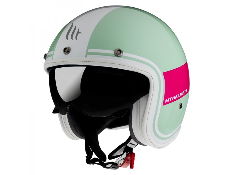 Casca open face MT Le Mans 2 SV Tant D8 alb/verde/roz lucios (ochelari soare integrati)