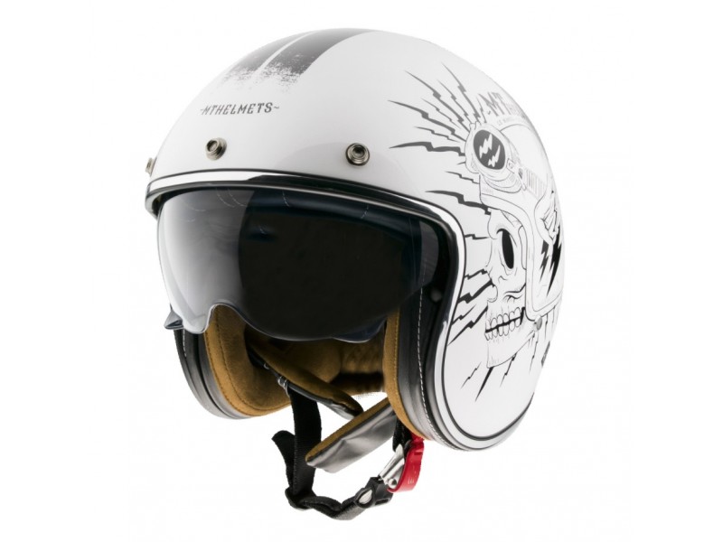 Casca open face MT Le Mans 2 SV Diler B0 alb lucios (ochelari soare integrati)