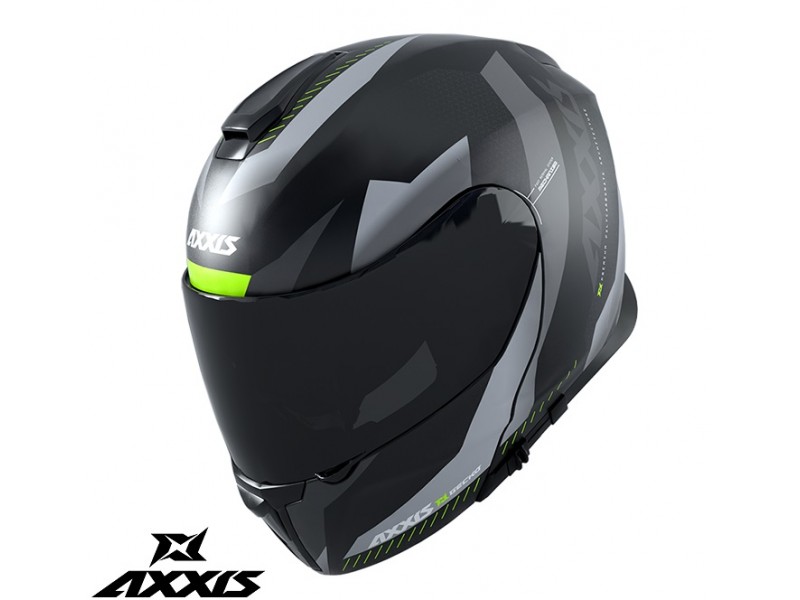Casca modulabila Axxis model Gecko SV Shield B2 gri lucios (ochelari soare integrati)