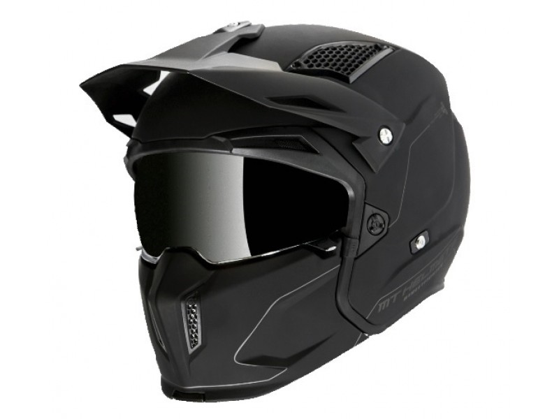 Casca MT Streetfighter SV solid A1 negru mat (ochelari soare integrati) - masca (protectie) barbie si cozoroc detasabile Casca MT Streetfighter SV solid A1 negru mat (ochelari soare integrati) - masca (protectie) barbie si cozoroc detasabile