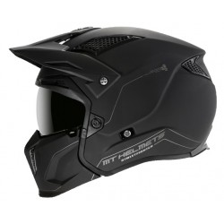Casca MT Streetfighter SV solid A1 negru mat (ochelari soare integrati) - masca (protectie) barbie si cozoroc detasabile