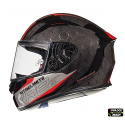 Casca integrala MT KRE Snake carbon 2.0 A5 negru/rosu lucios - 100% carbon