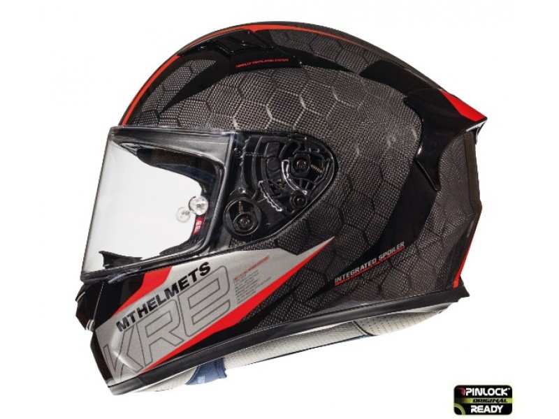 Casca integrala MT KRE Snake carbon 2.0 A5 negru/rosu lucios - 100% carbon