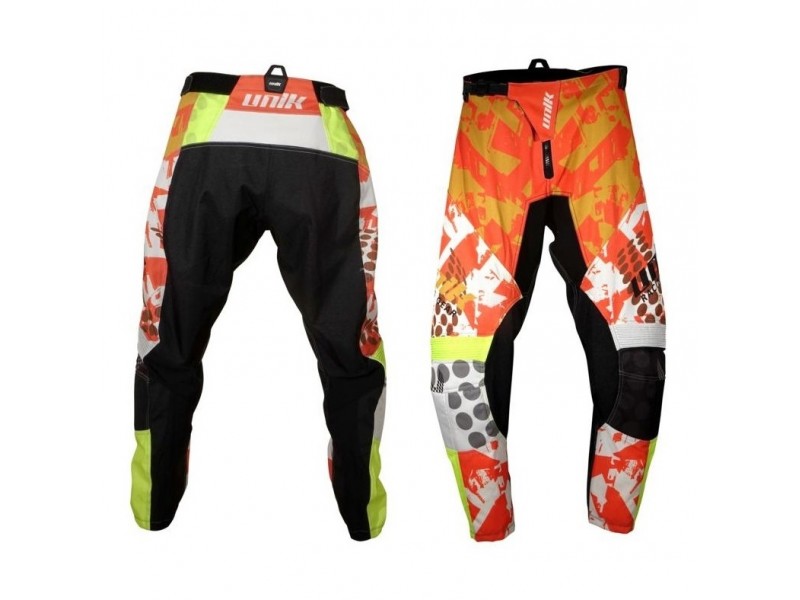 Pantaloni motociclete cross-enduro Unik Racing model MX01 culoare: portocaliu/verde fluor Pantaloni motociclete cross-enduro Unik Racing model MX01 culoare: portocaliu/verde fluor