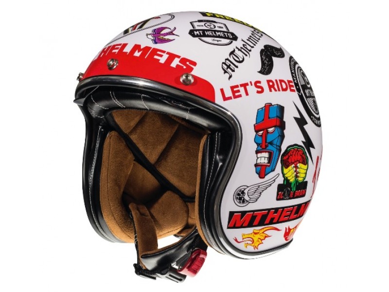 Casca open face motociclete MT Le Mans 2 SV Anarchy A0 alb lucios (ochelari soare integrati)