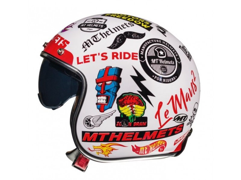 Casca open face motociclete MT Le Mans 2 SV Anarchy A0 alb lucios (ochelari soare integrati)