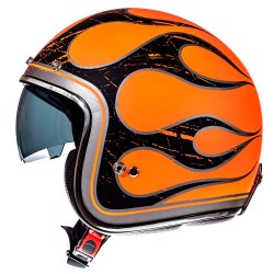 Casca open face motociclete MT Le Mans SV Flaming negru/portocaliu lucios (ochelari soare integrati) Casca open face motociclete MT Le Mans SV Flaming negru/portocaliu lucios (ochelari soare integrati)