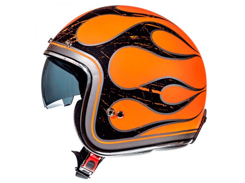 Casca open face motociclete MT Le Mans SV Flaming negru/portocaliu lucios (ochelari soare integrati) Casca open face motociclete MT Le Mans SV Flaming negru/portocaliu lucios (ochelari soare integrati)