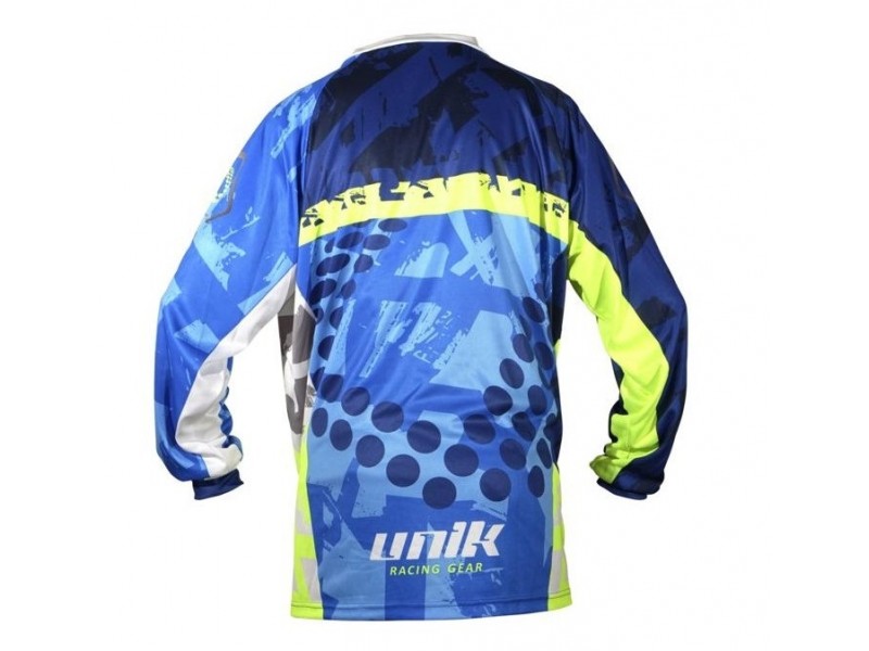 Tricou bluza cross enduro Unik Racing model MX01 culoare albastru verde fluor Tricou bluza cross enduro Unik Racing model MX01 culoare albastru verde fluor