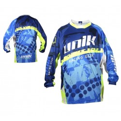 Tricou bluza cross enduro Unik Racing model MX01 culoare albastru verde fluor  Tricou bluza cross enduro Unik Racing model MX01 culoare albastru verde fluor