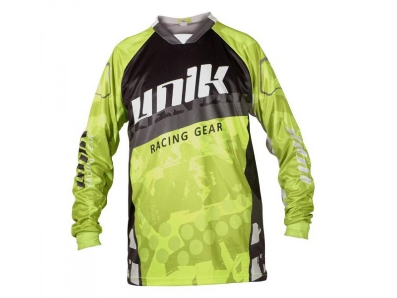 Tricou bluza cross enduro Unik Racing model MX01 culoare negru verde fluor 
