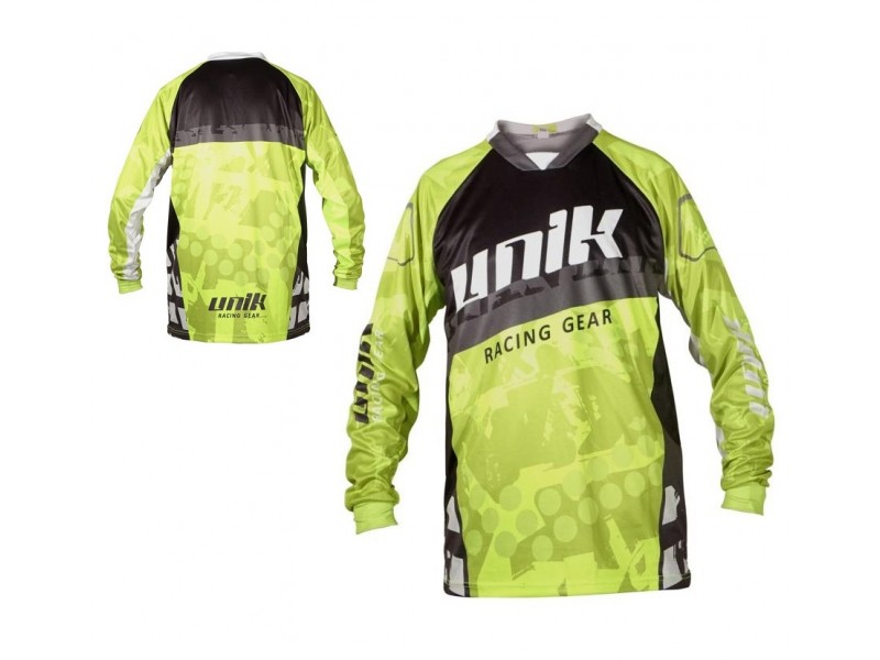 Tricou bluza cross enduro Unik Racing model MX01 culoare negru verde fluor 