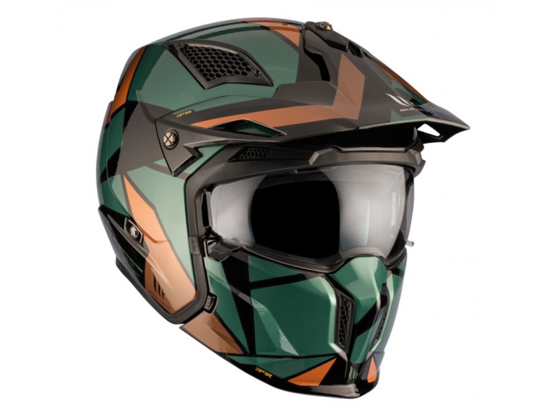 Casca MT Streetfighter SV S P1R A9 verde lucios (ochelari soare integrati) - masca (protectie) barbie si cozoroc detasabile Casca MT Streetfighter SV S P1R A9 verde lucios (ochelari soare integrati) - masca (protectie) barbie si cozoroc detasabile