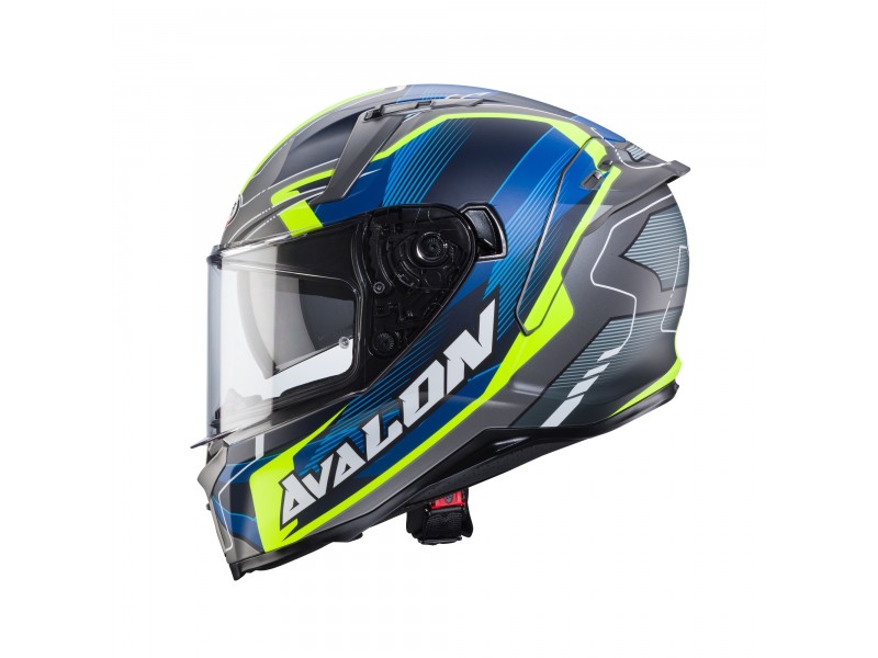 Casca integrala Caberg model Avalon X SV Optic L8 gri/albastru/galben fluor mat Pinlock ready
