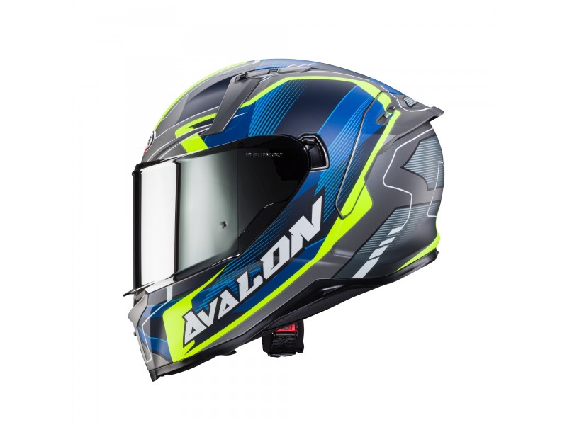 Casca integrala Caberg model Avalon X SV Optic L8 gri/albastru/galben fluor mat Pinlock ready