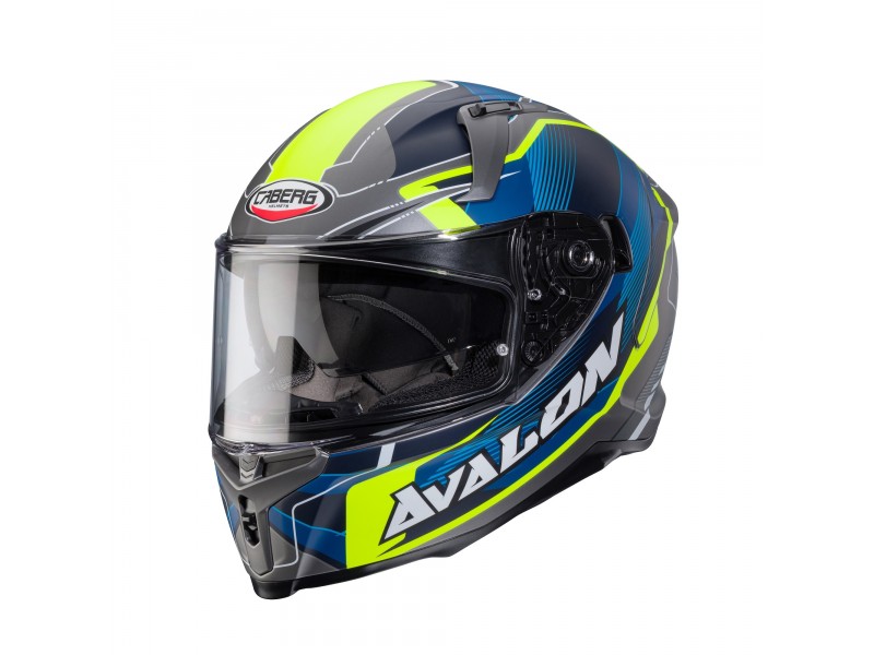 Casca integrala Caberg model Avalon X SV Optic L8 gri/albastru/galben fluor mat Pinlock ready
