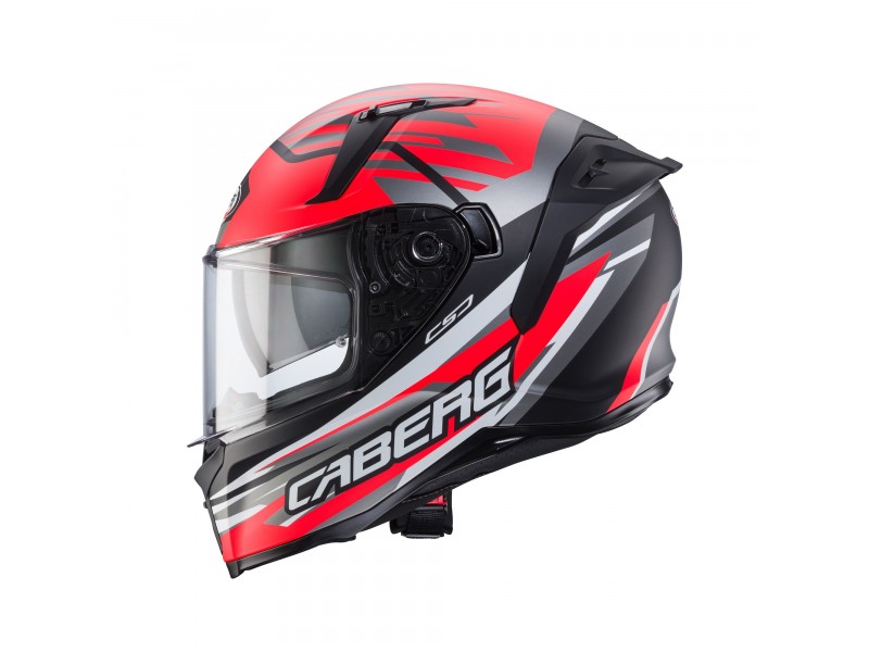 Casca integrala Caberg model Avalon X SV Kira L7 negru/gri/rosu fluor mat Pinlock ready