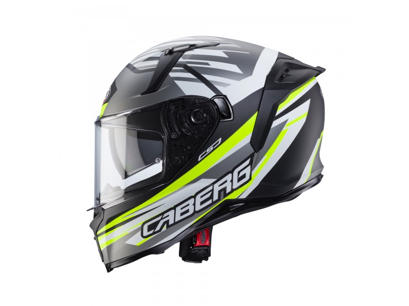 Casca integrala Caberg model Avalon X SV Kira L6 negru/gri/galben fluor mat Pinlock ready