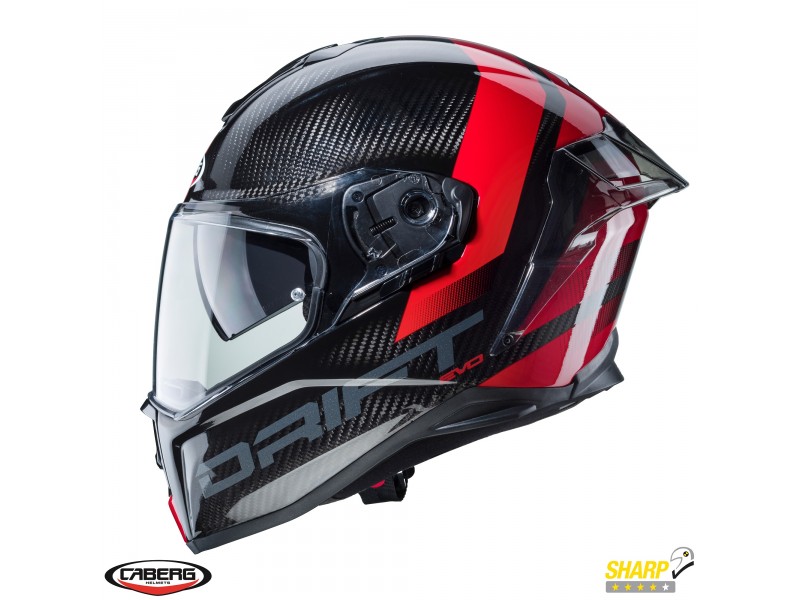 Casca integrala Caberg model Drift Evo Carbon Sonic K2 antracit/rosu lucios Pinlock ready - lentila Pinlock inclusa