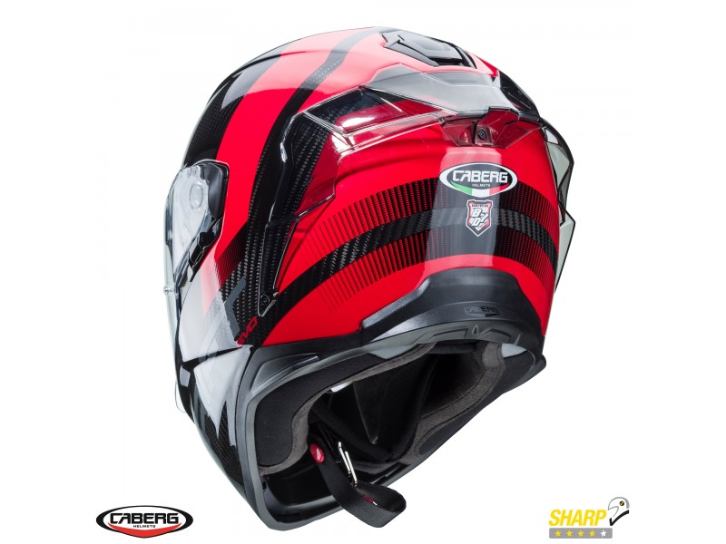 Casca integrala Caberg model Drift Evo Carbon Sonic K2 antracit/rosu lucios Pinlock ready - lentila Pinlock inclusa