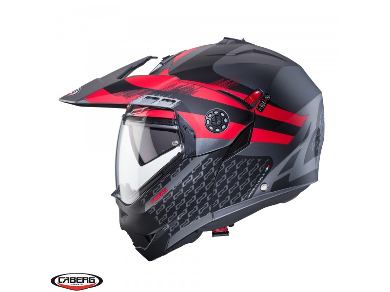 Casca modulabila (flip-up)/adventure Caberg model Tourmax X SV Sarabe L2 gun metal (titanium)/negru/rosu mat Pinlock ready - lentila Pinlock inclusa Casca modulabila (flip-up)/adventure Caberg model Tourmax X SV Sarabe L2 gun metal (titanium)/negru/rosu mat Pinlock ready - lentila Pinlock inclusa