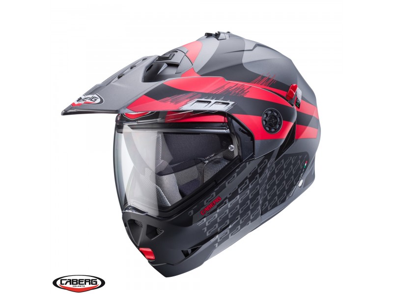 Casca modulabila (flip-up)/adventure Caberg model Tourmax X SV Sarabe L2 gun metal (titanium)/negru/rosu mat Pinlock ready - lentila Pinlock inclusa Casca modulabila (flip-up)/adventure Caberg model Tourmax X SV Sarabe L2 gun metal (titanium)/negru/rosu mat Pinlock ready - lentila Pinlock inclusa